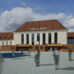 Przebudowa kompleksu dworca w Gliwicach wiodk z zewnątrz