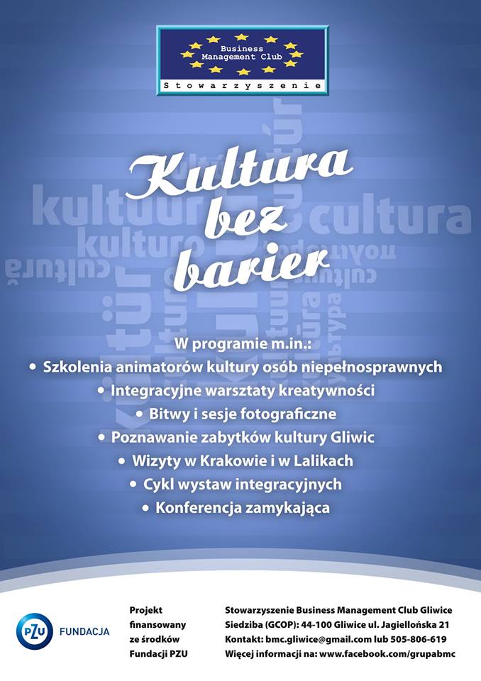 Gliwice. Kultura bez barier Plakat Kultura Bez Barier BMC Gliwice