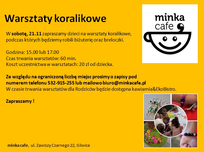 plakat warsztaty koralikowe 21 11 2015