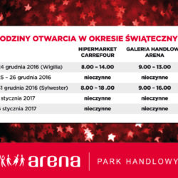 ARENA godziny swiateczne grudzien 2016 podglad