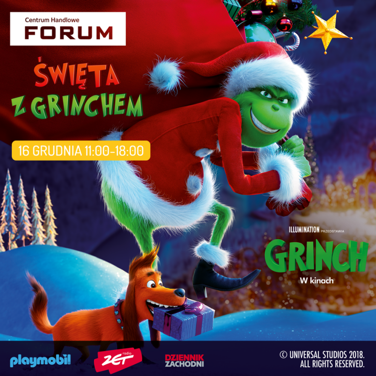 Świąteczna impreza z Grinchem. Warto odwiedzić CH Forum