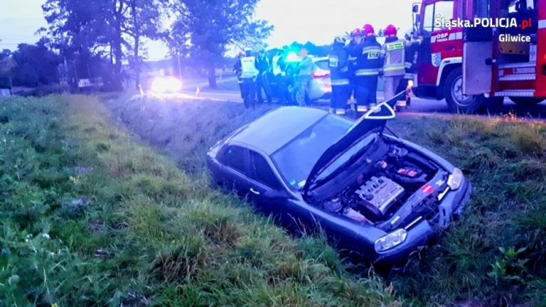 Samochód w rowie. Kierowca i pasażer byli pijani