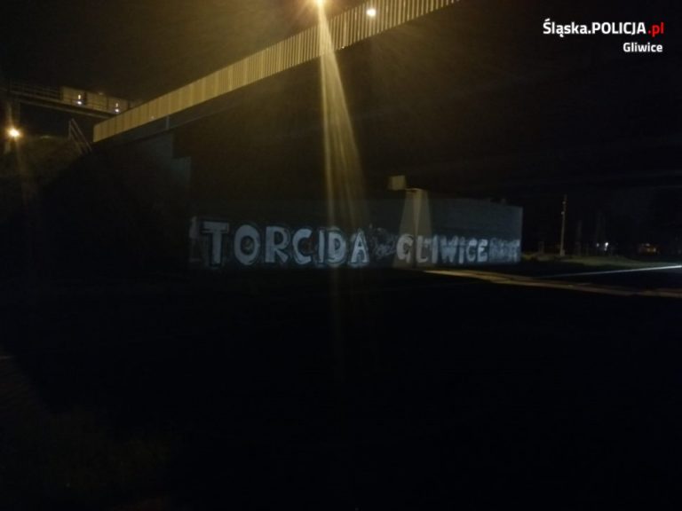 Zatrzymano grafficiarzy. Niszczyli ścianę wiaduktu