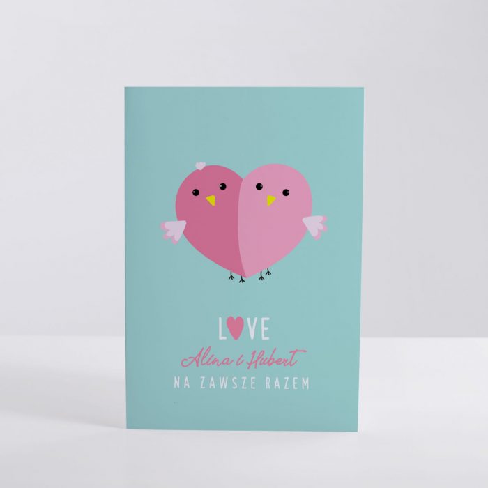 Kartka na rocznicę związku ZAKOCHANE PTASZKI