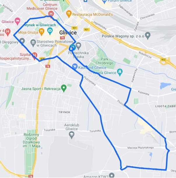 ISOVER Nightskating Gliwice trasa