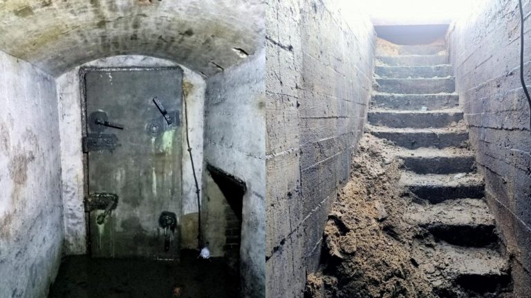 Szczelina przeciwlotnicza odkryta przed dworcem