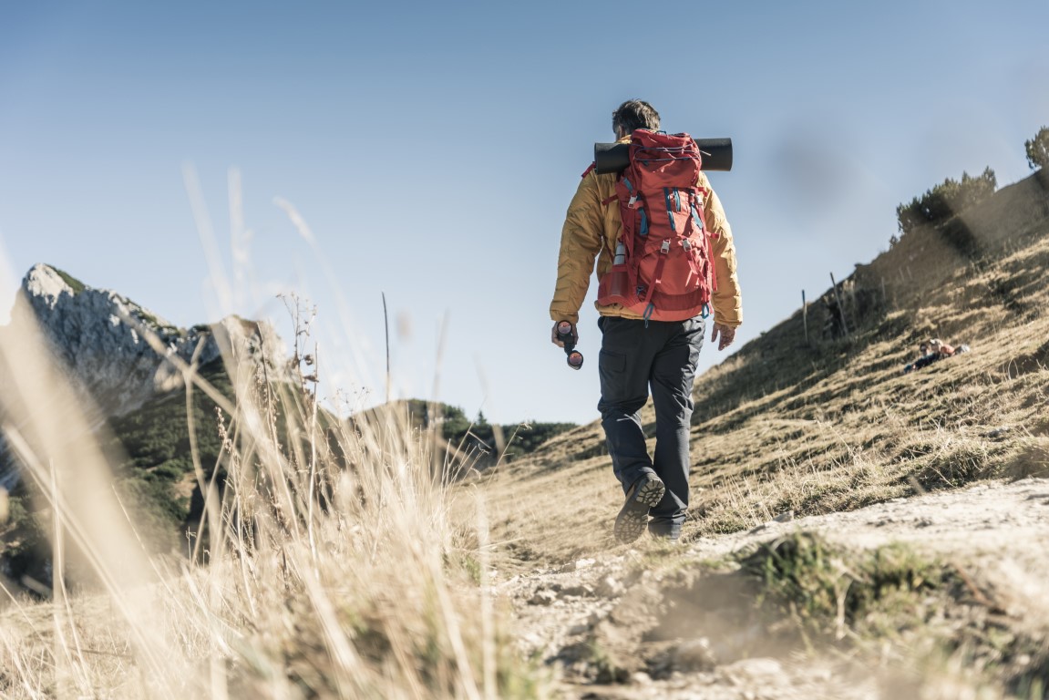 austria tyrol man hiking in the mountains utc