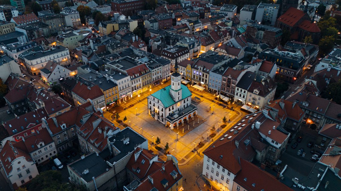 Rynek Gliwice z drona