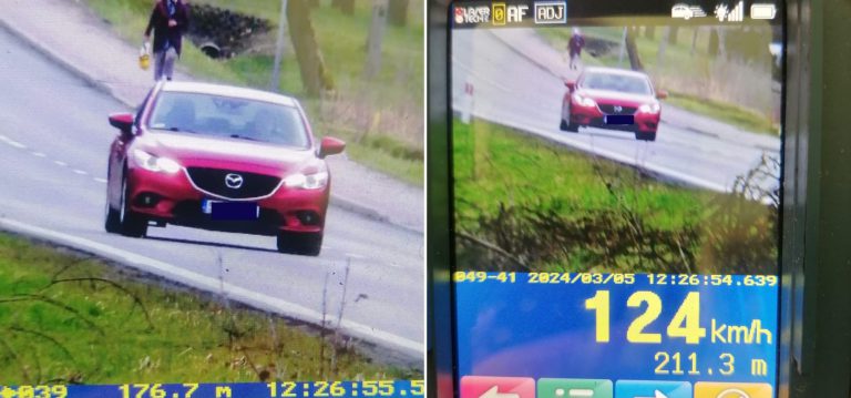Mandat 5000 zł i zatrzymane prawo jazdy. Pędził 124 km/h