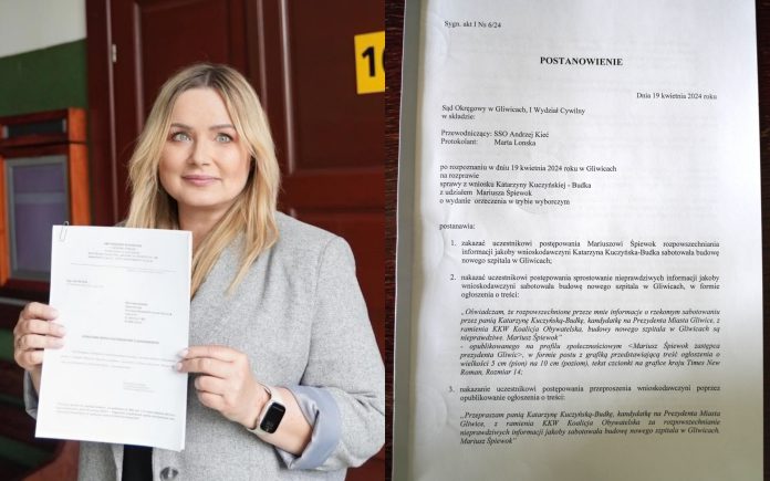 Katarzyna Kuczyńska-Budka wygrała w sądzie z Mariuszem Śpiewokiem