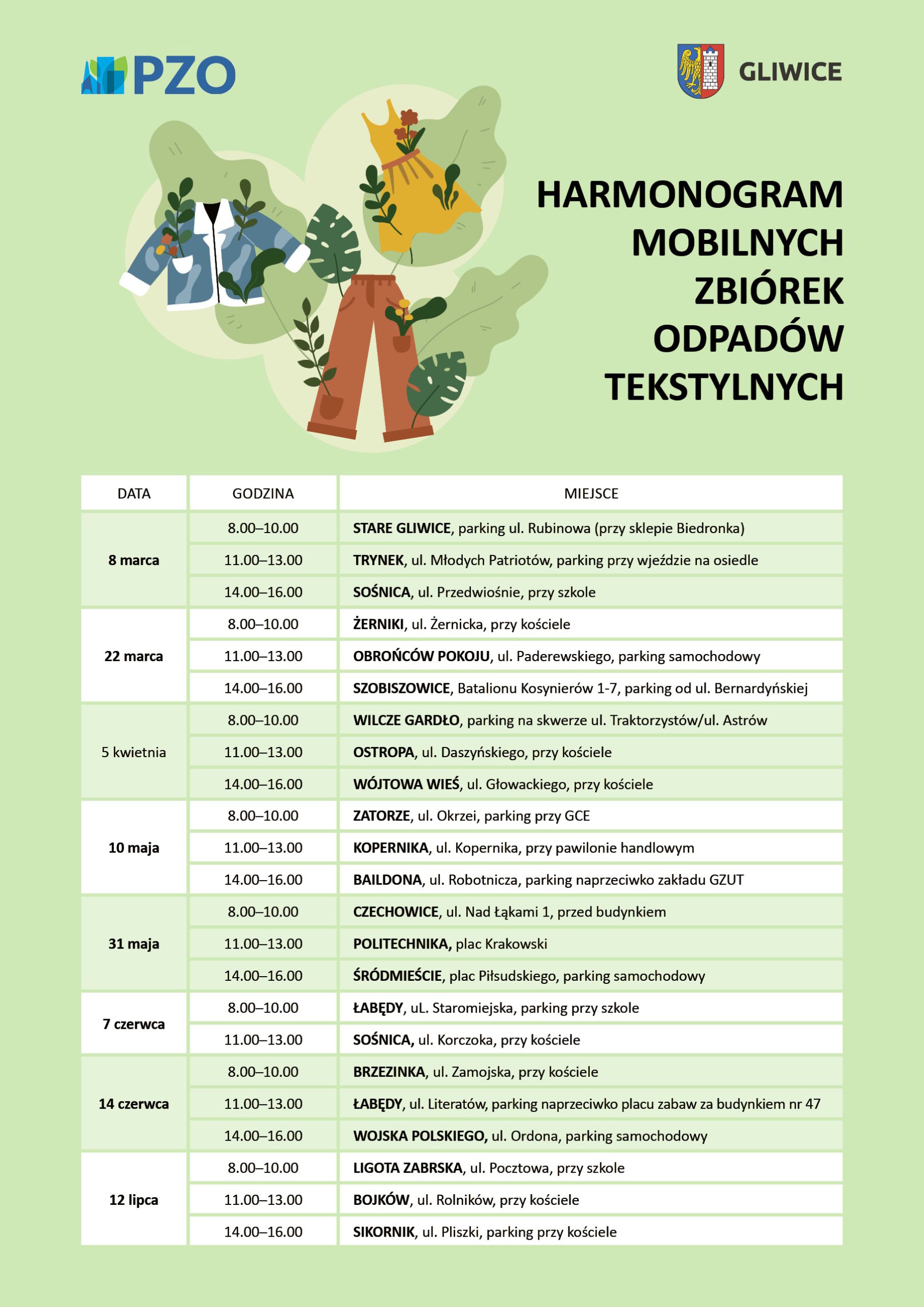 HARMONOGRAM MOBILNYCH ZBIÓREK ODPADÓW połowa HARMONOGRAM MOBILNYCH ZBIÓREK ODPADÓW połowa