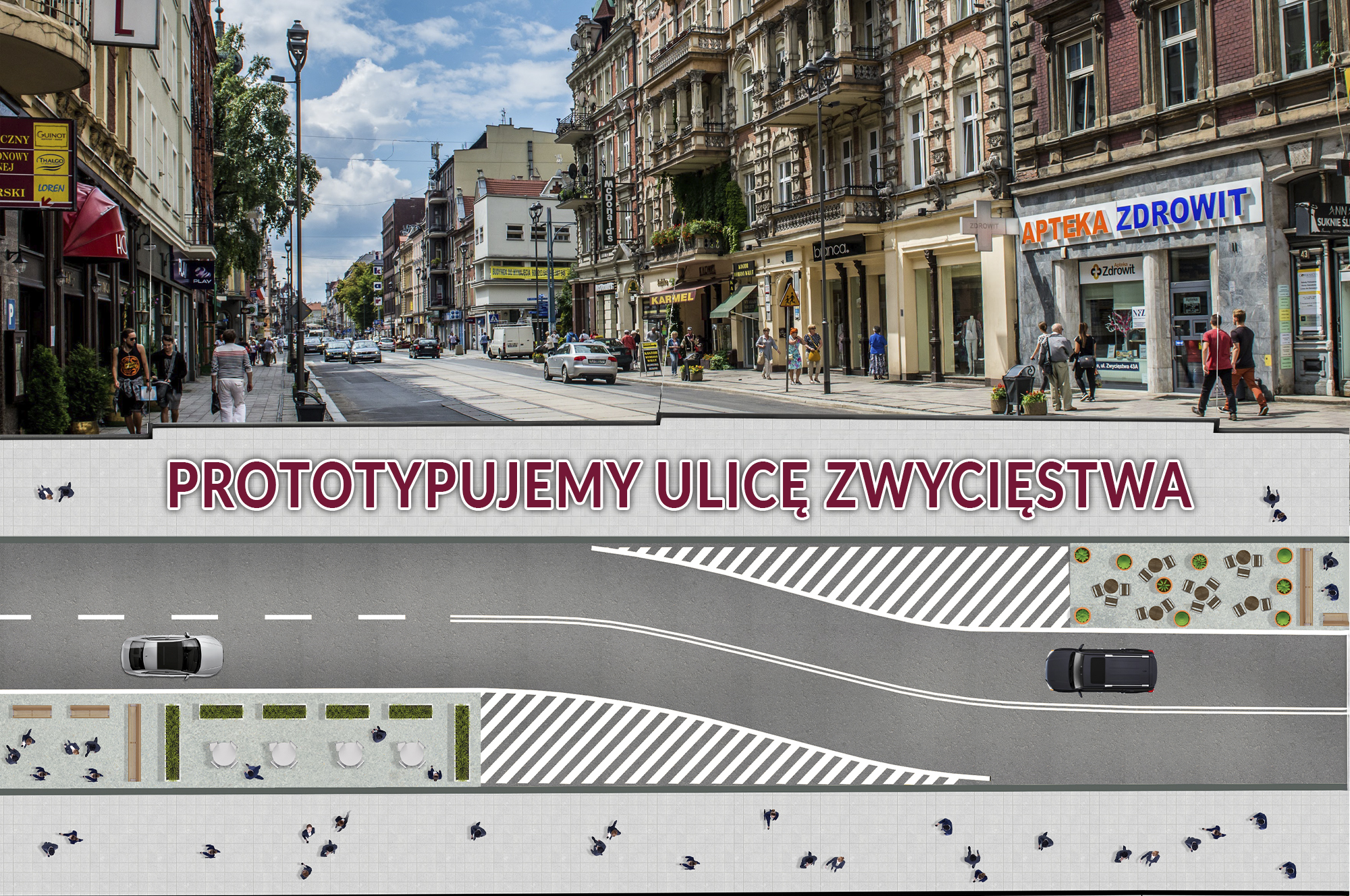 Latem nowa, tymczasowa aranżacja ulicy Zwycięstwa